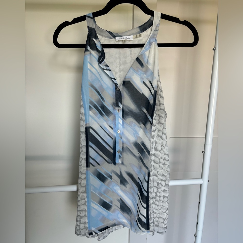 Calvin Klein Printed Sleeveless Blouse